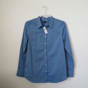 NWT Ann Taylor Blue Button Up Dress Shirt Women's Size 8